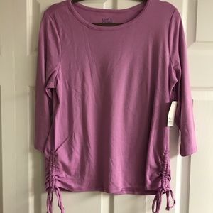 Three Quarter Sleeve Cinched Sides Petite L Top